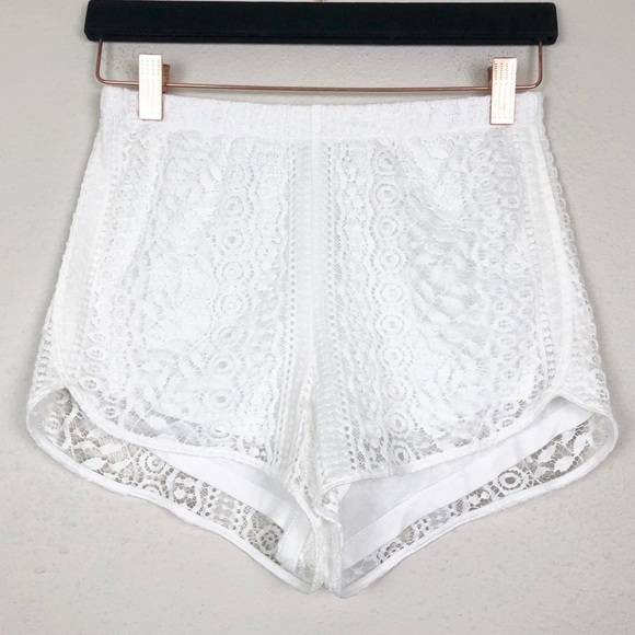 Express White High Waist Crochet Shorts Pull On - Picture 2 of 6